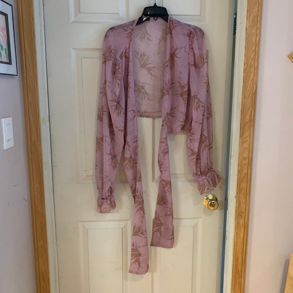 Shein Curve Long Sleeve Pink Wrap Around Top 3x - Picture 2 of 5